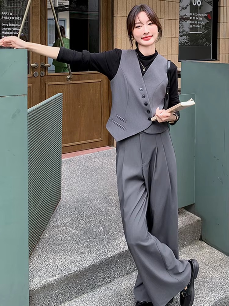 Casual Shirt Irregular With Wide Leg Trousers 3 Pieces Pants Sets - Image 4