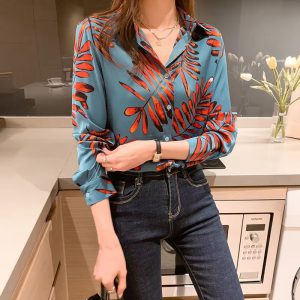 Casual Single Breasted Long Sleeve Printing Shirts