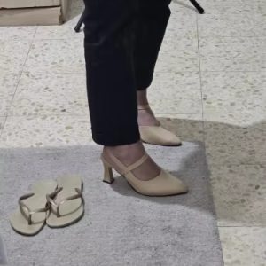 Casual Soft Leather Solid Color Thick High-heeled Sandals898989_11zon