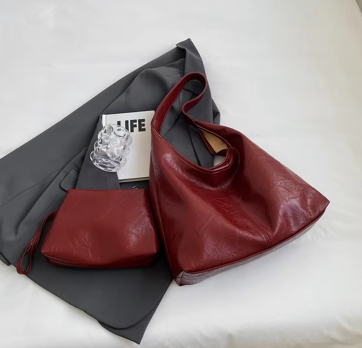 Casual Soft PU Leather Wedding Totes Large Capacity Shoulder Handbag - Image 4