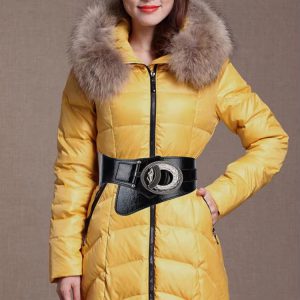 Casual Solid Split Leather Wide Waist Elastic Stretch Metal Belt