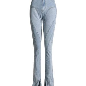 Trendy Spliced Pockets Contrast Non Stretch Skinny Jeans