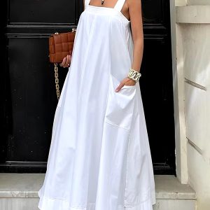 Casual Stylish Sleeveless Square-Neck Daily Going Out Maxi Dresses