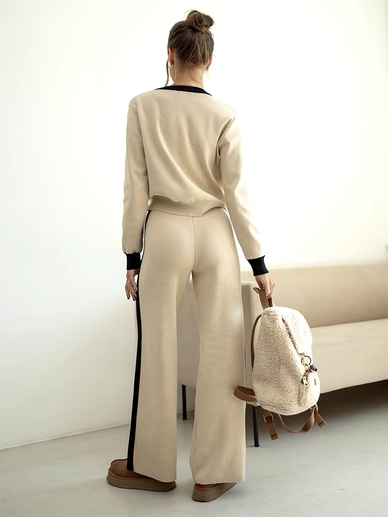 Casual Viscose Knitted Floral Sweater Two Piece Set - Image 6