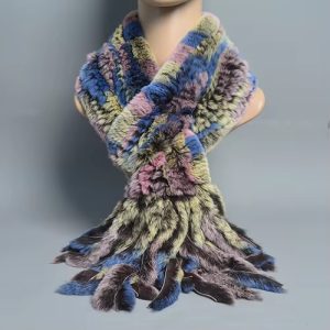Casual Warm Knitted Real Rex Rabbit Fur Tassel Scarves