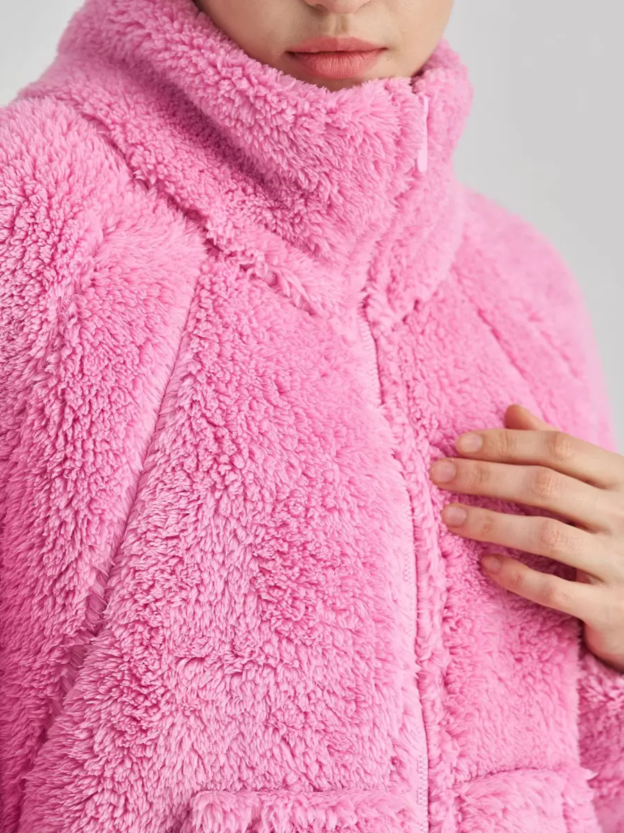 Chic High Collar Long Sleeves Faux Fur Elegant And Vintage Solid Coat - Image 7