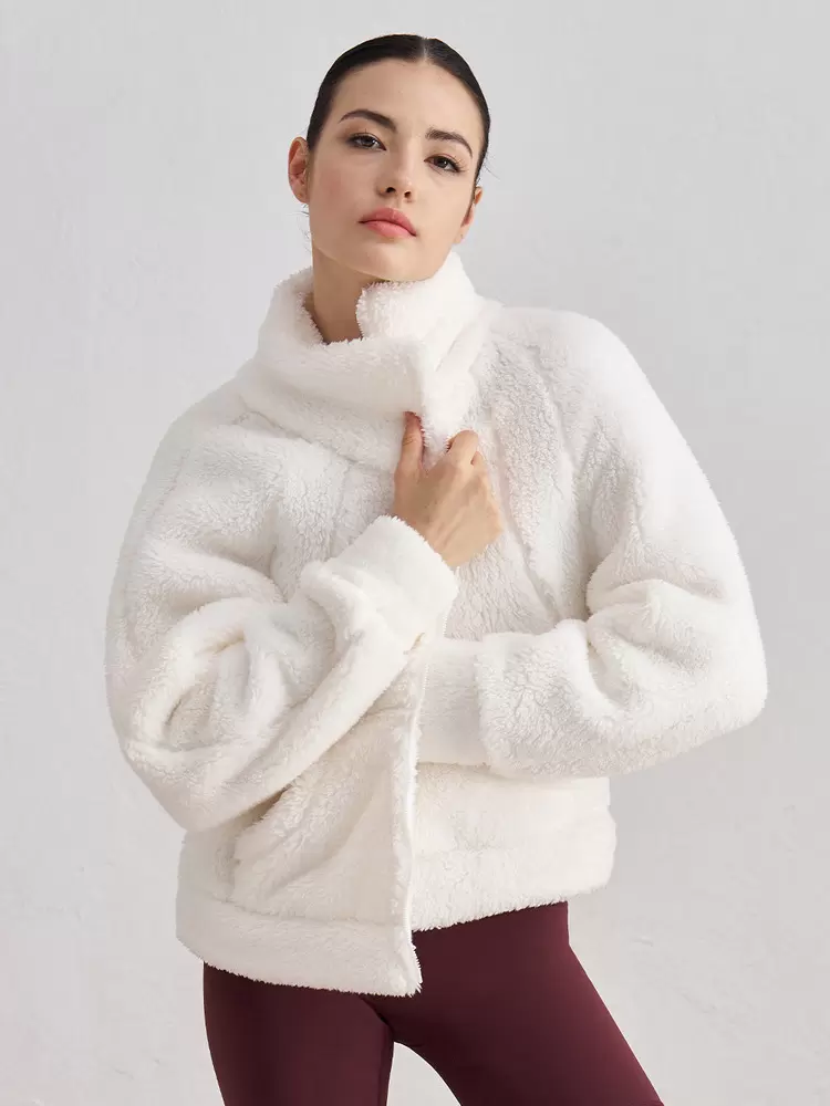 Chic High Collar Long Sleeves Faux Fur Elegant And Vintage Solid Coat - Image 6