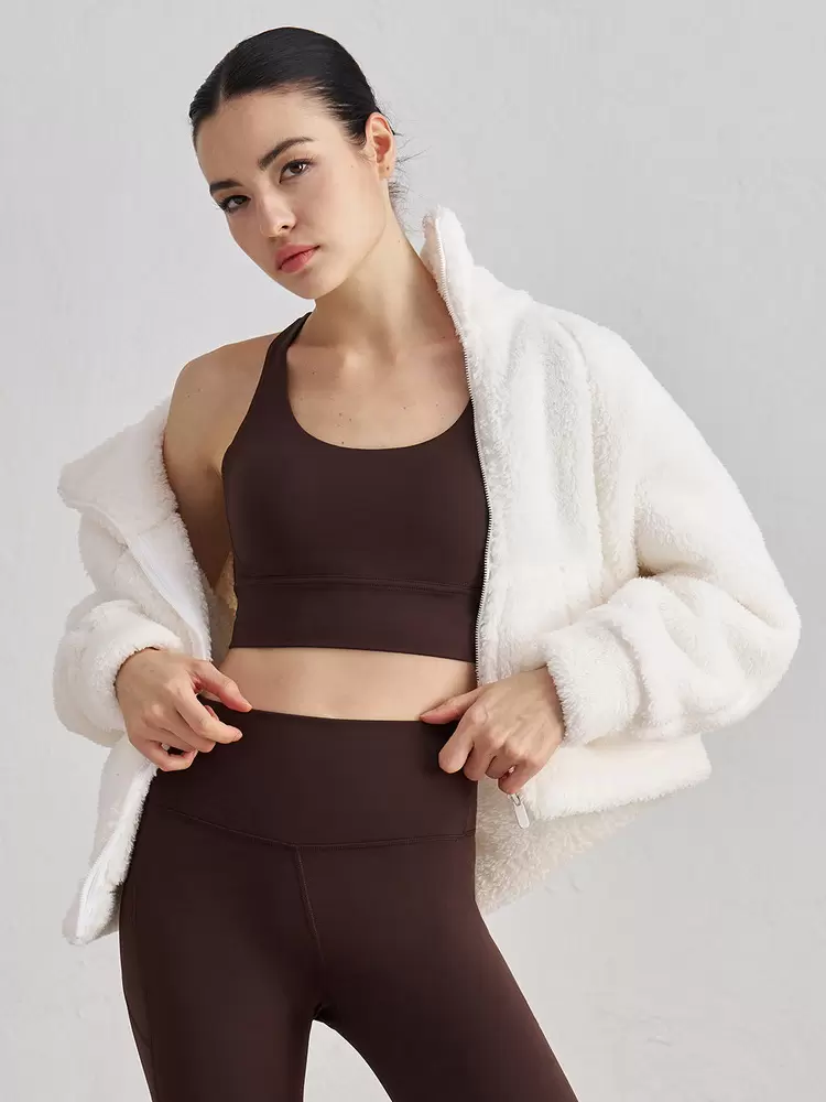 Chic High Collar Long Sleeves Faux Fur Elegant And Vintage Solid Coat - Image 4