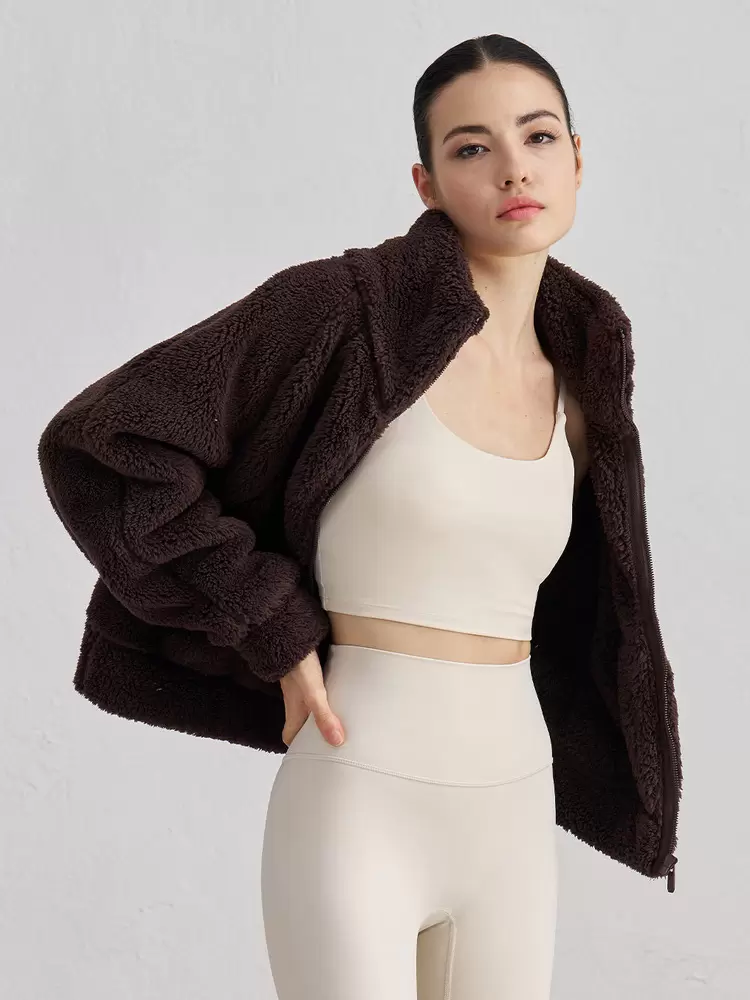 Chic High Collar Long Sleeves Faux Fur Elegant And Vintage Solid Coat - Image 3