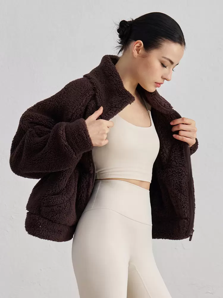 Chic High Collar Long Sleeves Faux Fur Elegant And Vintage Solid Coat - Image 2