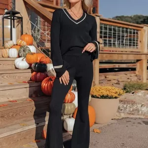 Chic Sequin Mermaid daily Causal Two-Tone High Waist Elegant Pant Set