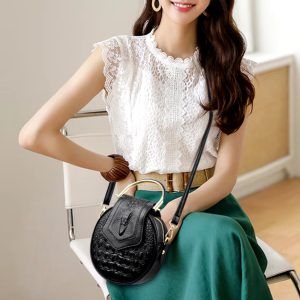 Designer Circle Crocodile Pattern Handbags Purses Small Shoulder Bag