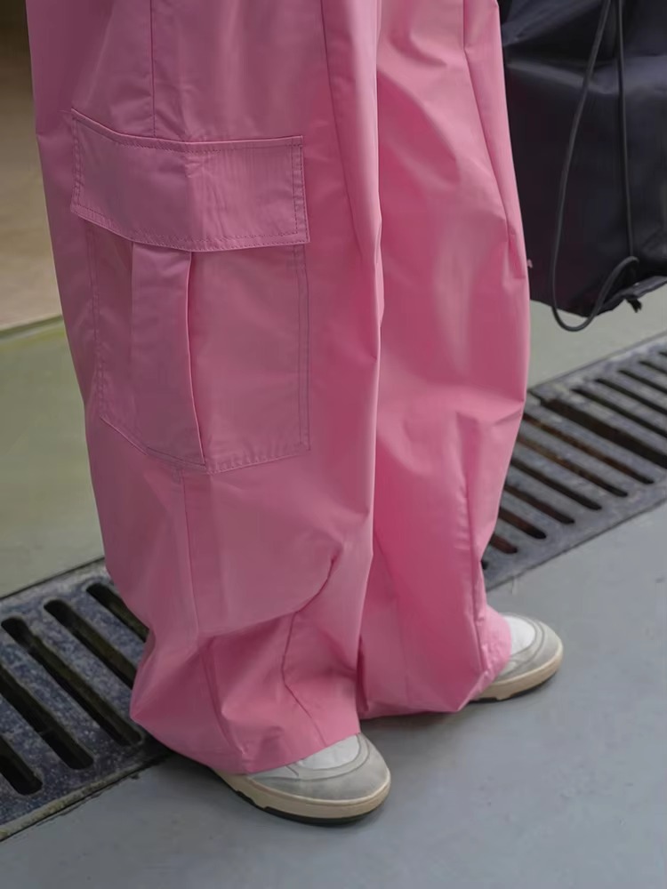 Drawtstring Pocket High Waist Long Vintage Cargo Pants Trousers - Image 16