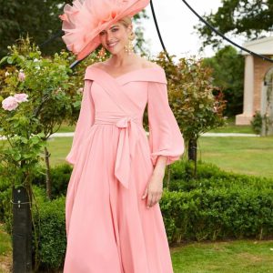 Elegant Chiffon A-Line Off Shoulder with Sash Tea Length Mother of Groom Dress