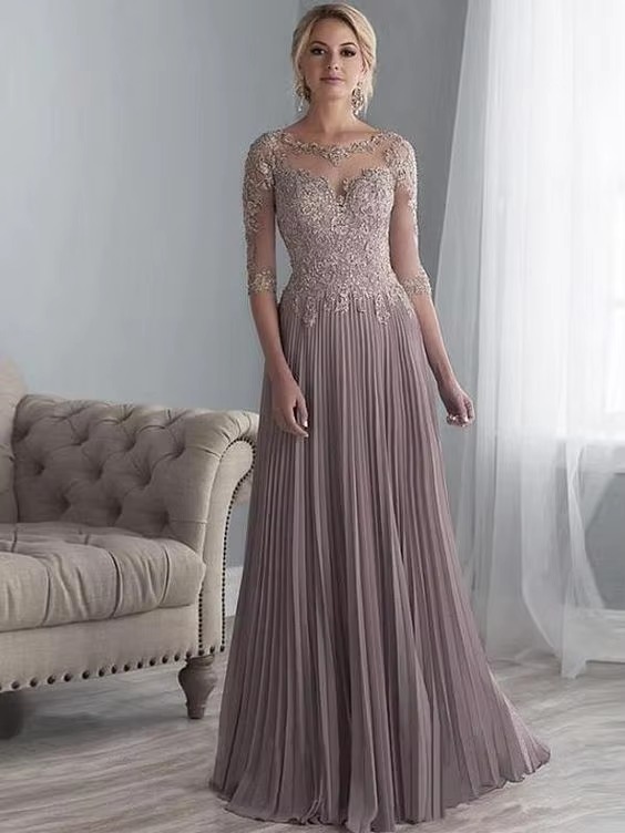 Elegant Chiffon Pleats Draped A-LINE Floor-Length Mother of the Bride Dresses