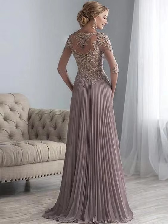 Elegant Chiffon Pleats Draped A-LINE Floor-Length Mother of the Bride Dresses - Image 2