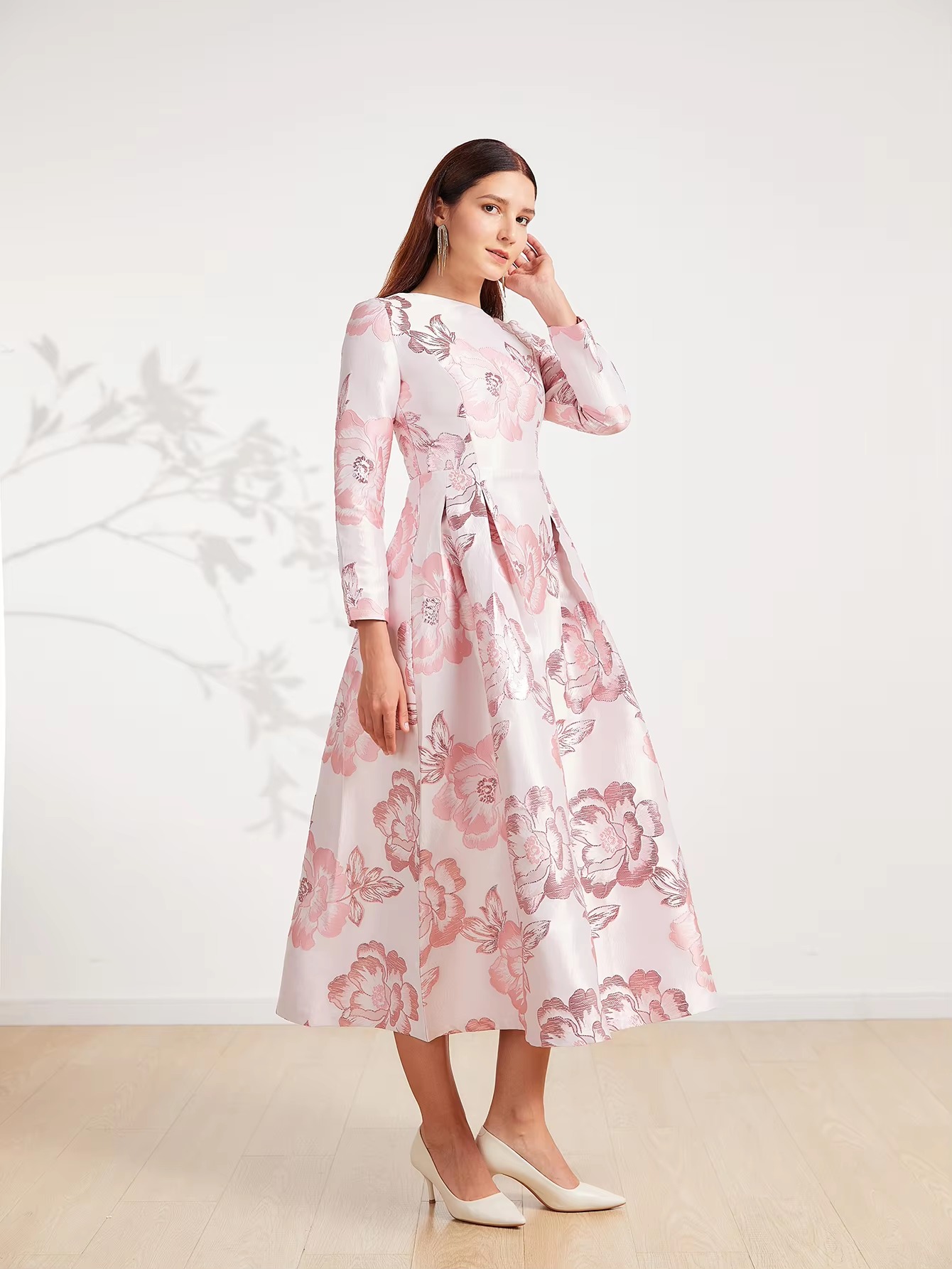 Elegant Floral Round Neck Boho Party Evening Casual Long Maxi Dress Ball Gown - Image 4