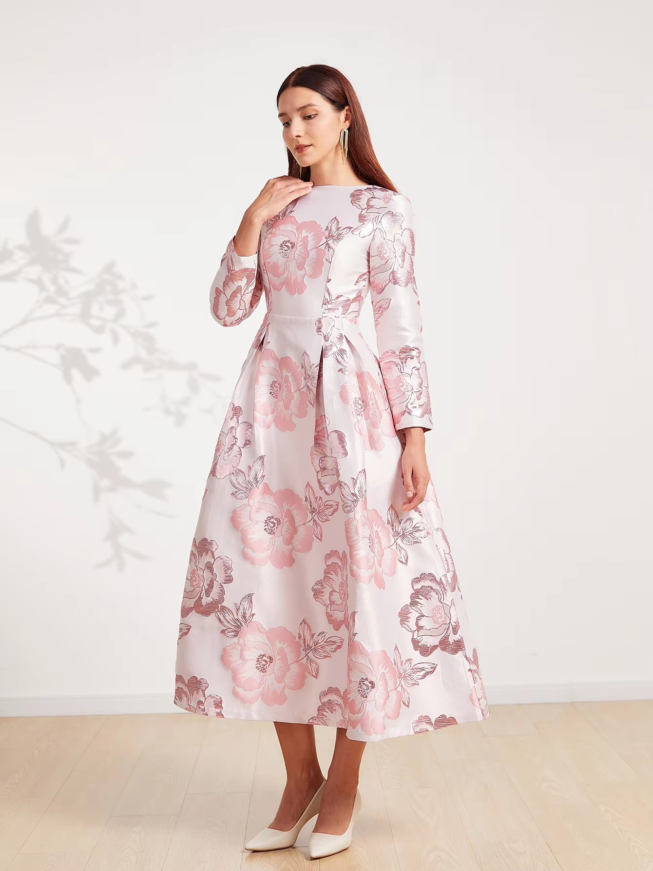 Elegant Floral Round Neck Boho Party Evening Casual Long Maxi Dress Ball Gown - Image 5