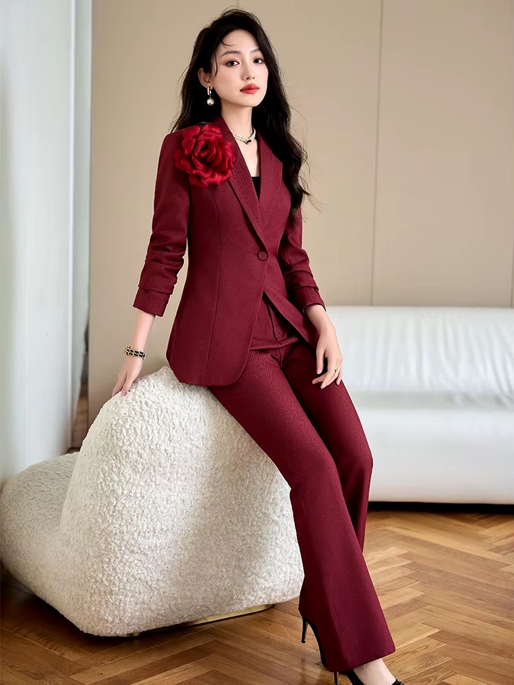 Elegant Formal Single Button Blazer Jacket Coat And Trouser Business Work Wear 2 Piece Pant Suit - Image 2
