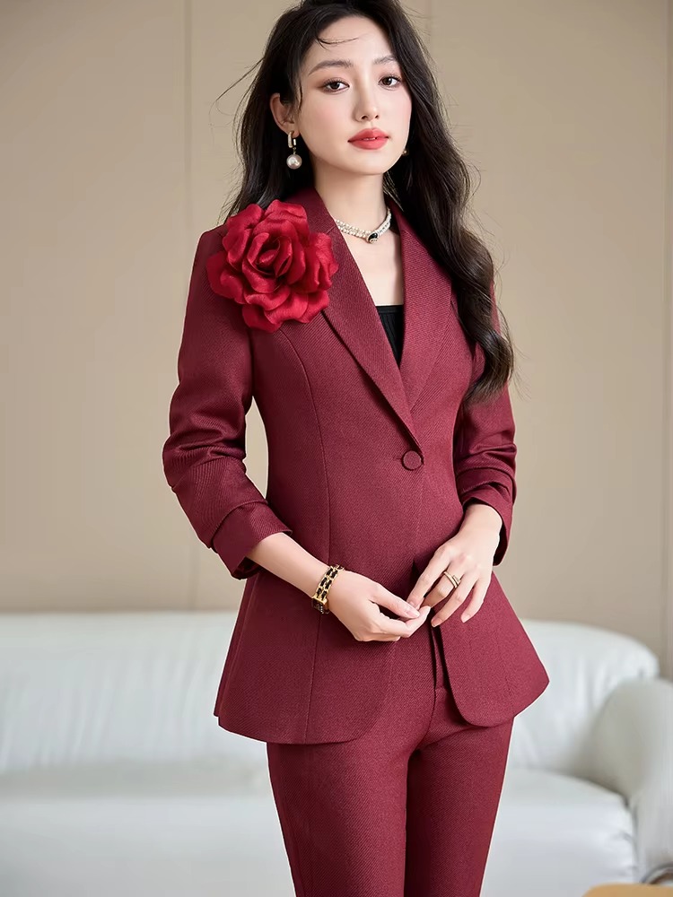 Elegant Formal Single Button Blazer Jacket Coat And Trouser Business Work Wear 2 Piece Pant Suit - Image 4