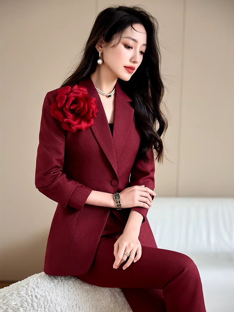 Elegant Formal Single Button Blazer Jacket Coat And Trouser Business Work Wear 2 Piece Pant Suit - Image 3