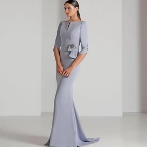 Elegant Half Long Sleeve Formal Mermaid Wedding Party Mother of the Bride Dresses