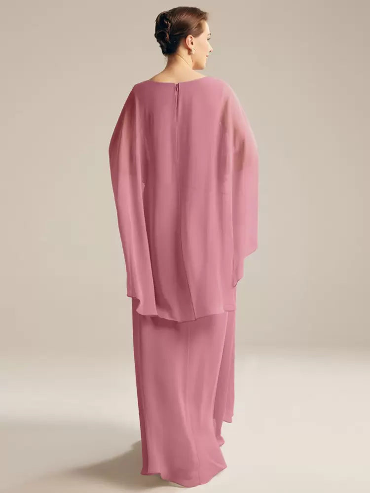 Elegant Jewel Neck Sleeveless A-Line Ruffles Floor-Length Wedding For Mother Of The Bride Dress - Image 2