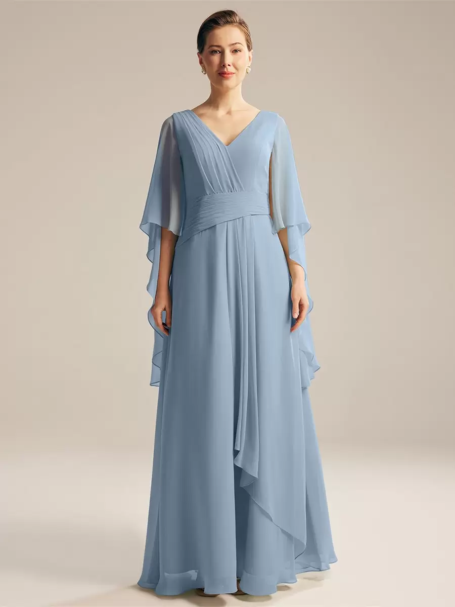 Elegant Jewel Neck Sleeveless A-Line Ruffles Floor-Length Wedding For Mother Of The Bride Dress - Image 4