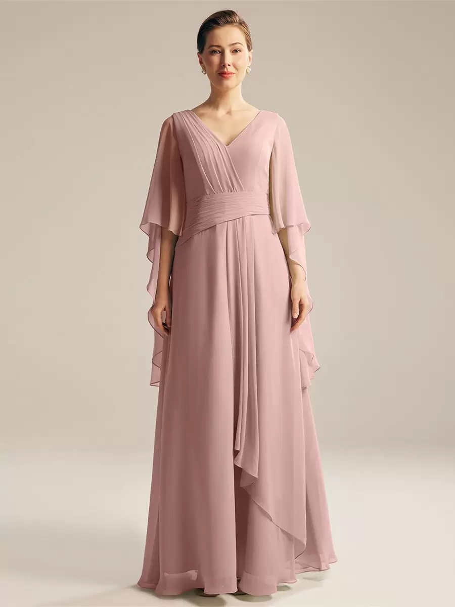 Elegant Jewel Neck Sleeveless A-Line Ruffles Floor-Length Wedding For Mother Of The Bride Dress - Image 5