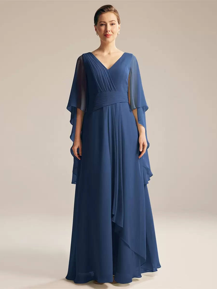Elegant Jewel Neck Sleeveless A-Line Ruffles Floor-Length Wedding For Mother Of The Bride Dress - Image 6