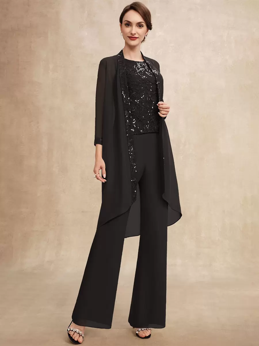 Elegant Jewel Neck Sleeveless Two-piece Sequins Party Mother Of The Bride Wedding Dress - Image 19