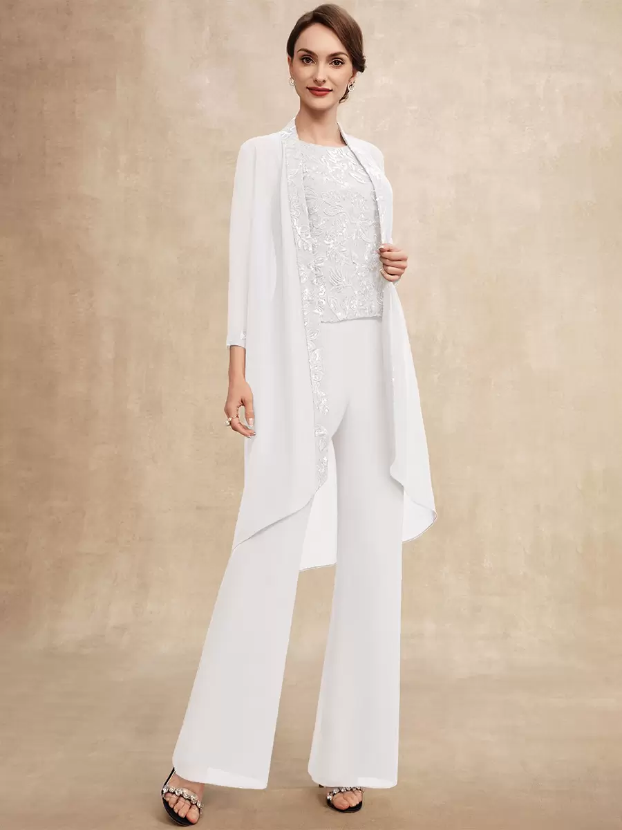 Elegant Jewel Neck Sleeveless Two-piece Sequins Party Mother Of The Bride Wedding Dress - Image 20