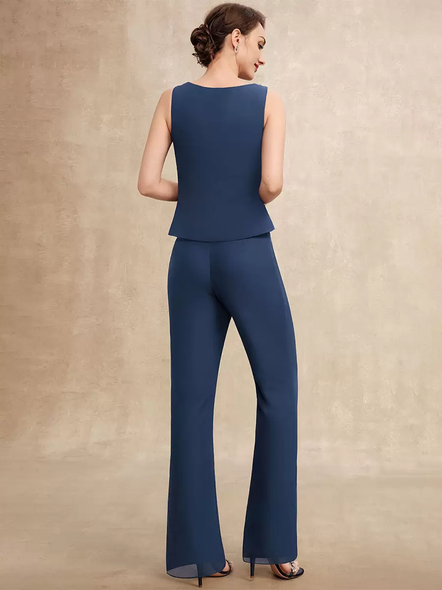 Elegant Jewel Neck Sleeveless Two-piece Sequins Party Mother Of The Bride Wedding Dress - Image 4