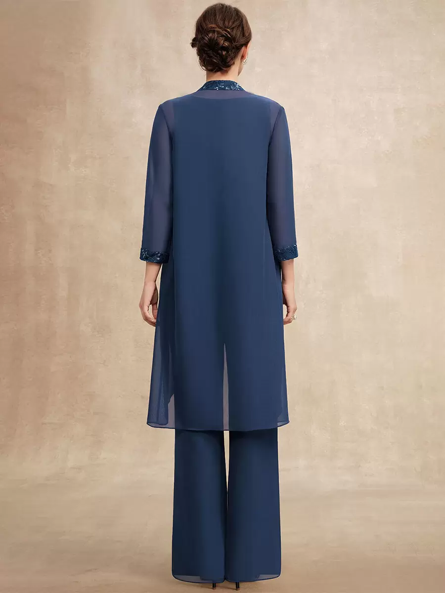 Elegant Jewel Neck Sleeveless Two-piece Sequins Party Mother Of The Bride Wedding Dress - Image 5