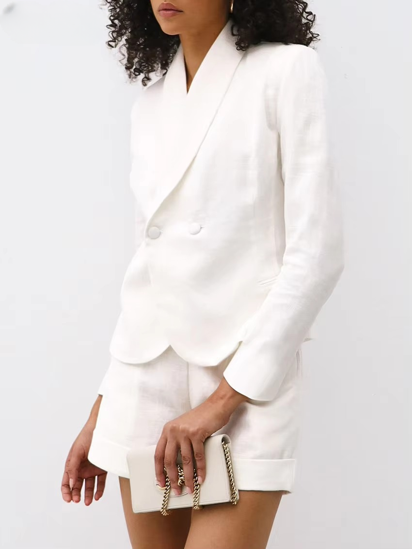 Elegant Long Sleeve Shirt With High Waist Shorts Loose 2 Piece Sets - Image 4