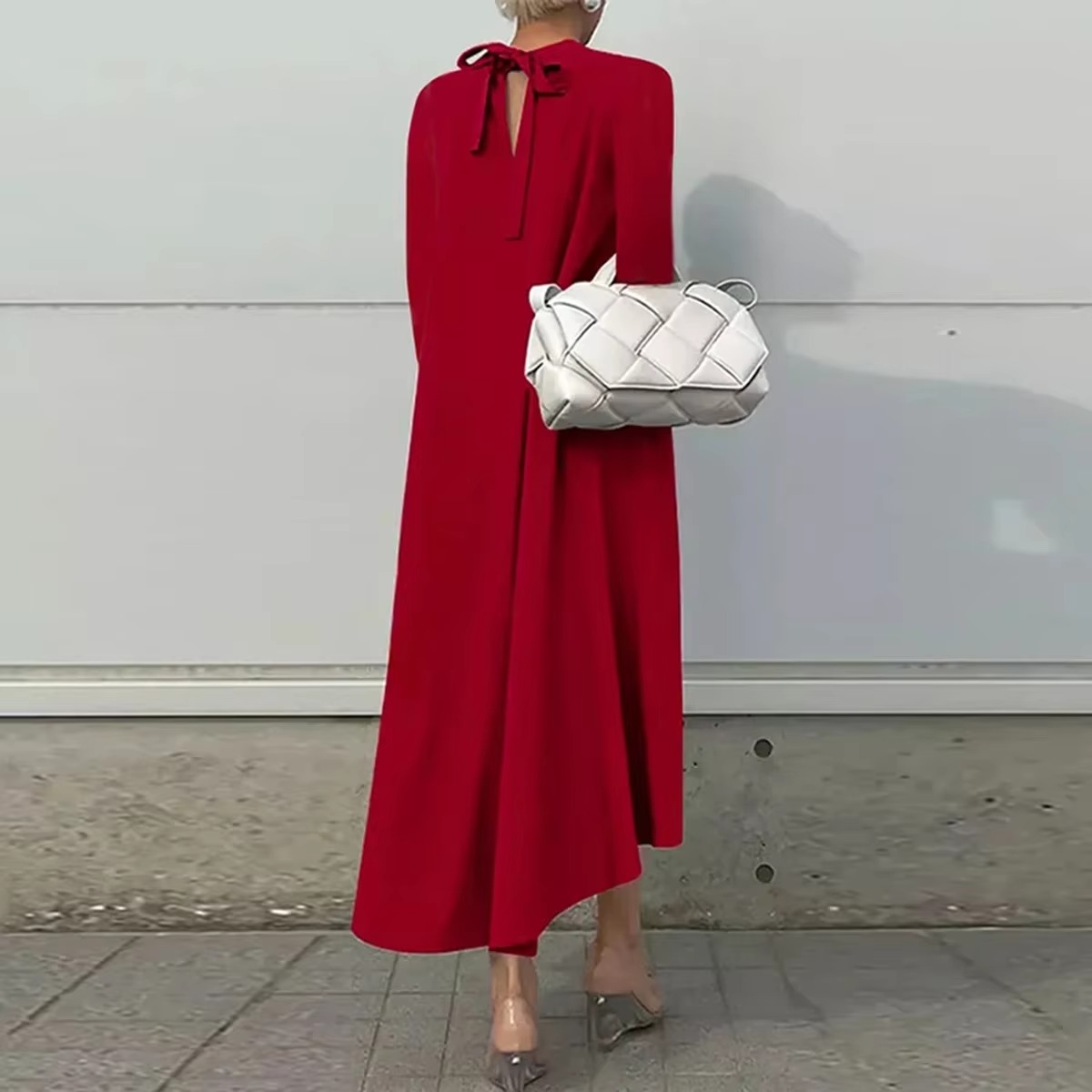 Elegant O Neck Long Sleeves High-Low retro Evening Party Dresses - Image 2