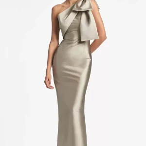 Elegant One-Shoulder Bows Floor-Length Mermaid For Wedding Party For Mother Of The Bride Dress