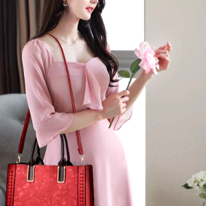 Elegant Patchwork Printed Large Capacity vintage Shoulder Handbag