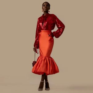 Elegant Satin High Waist Mermaid Skirt Slight Stretch Party Gowns