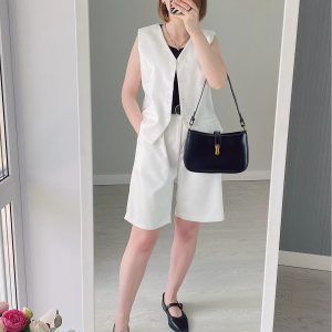 Elegant Solid V-Neck Single Breasted Chic Vest Shorts Suit 2 Piece Sets64..jpg__11zon