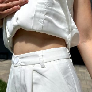 Elegant Solid V-Neck Single Breasted Chic Vest Shorts Suit 2 Piece Sets73..jpg__11zon