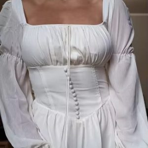 Elegant Square Collar A-line Lace Princess Party Dress One Piece22000_11zon