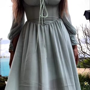 Elegant Square Collar A-line Lace Princess Party Dress One Piece51111_11zon