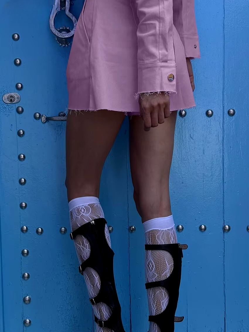 Elegant Turn-down Collar Long Sleeve Shirt With High Waist Shorts 2 Pieces Set - Image 4