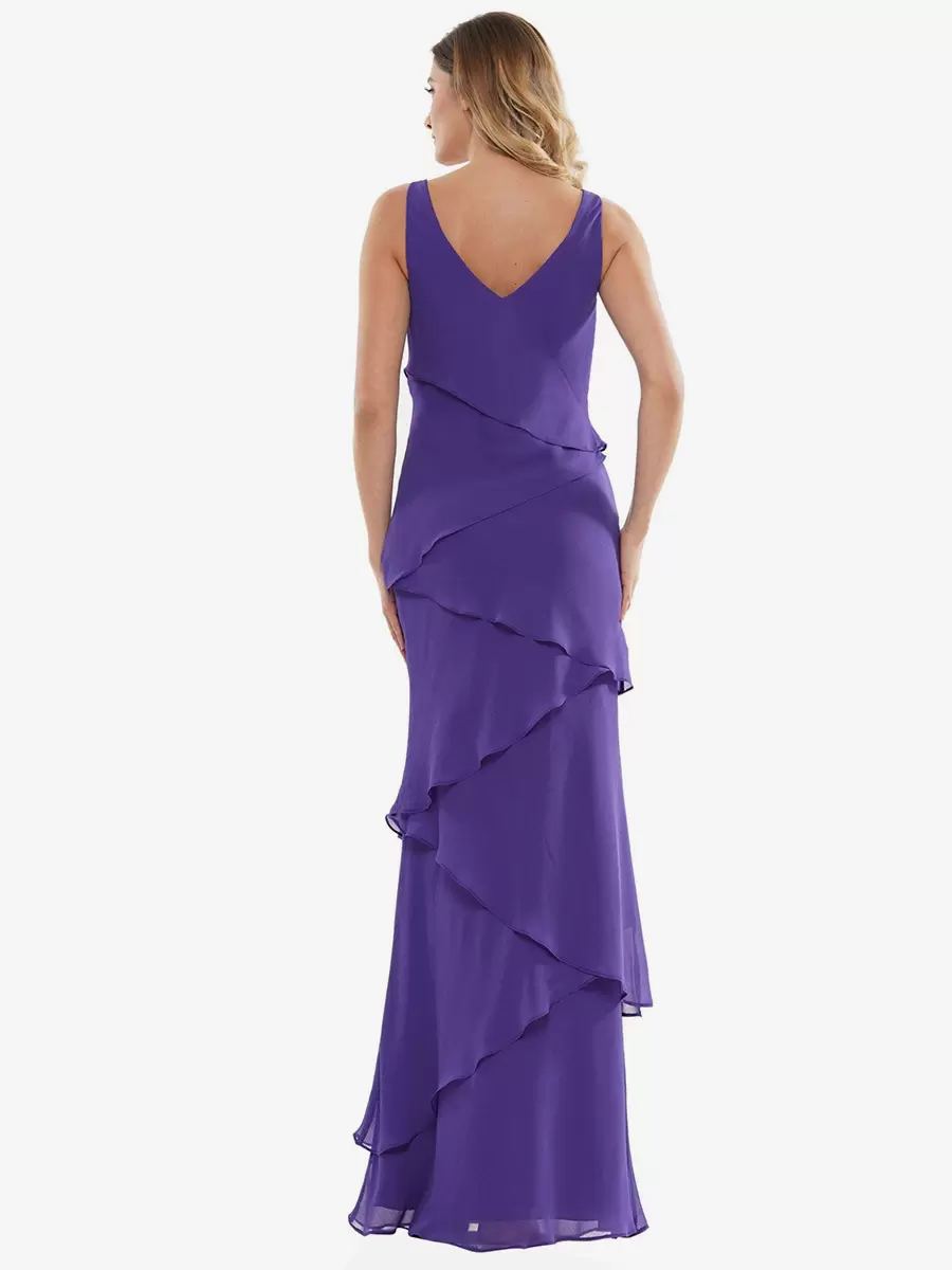 Elegant V-Neck Sleeveless A-Line Ruffles Wedding Guest Party Dress For Mother Of The Bride - Image 3