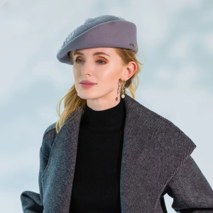 Elegant Vintage Solid Beret With Mesh Wool Felt Big Fedoras outdoor Cap