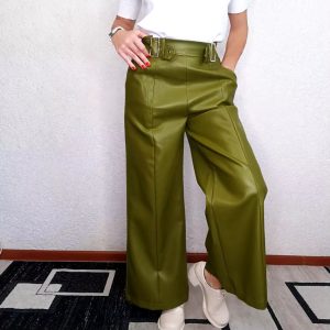 Faux Pu High Waisted Loose Pleated Pockets Streetwear Wide Leg Trousers11..jpg__11zon