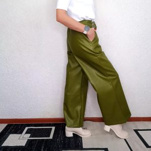 Faux Pu High Waisted Loose Pleated Pockets Streetwear Wide Leg Trousers13..jpg__11zon