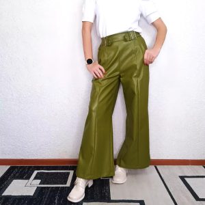 Faux Pu High Waisted Loose Pleated Pockets Streetwear Wide Leg Trousers17..jpg__11zon