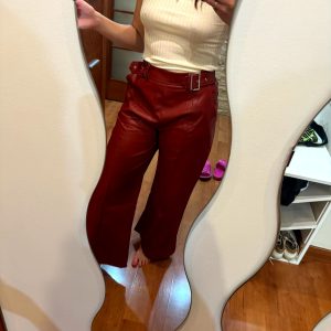 Faux Pu High Waisted Loose Pleated Pockets Streetwear Wide Leg Trousers18..jpg__11zon